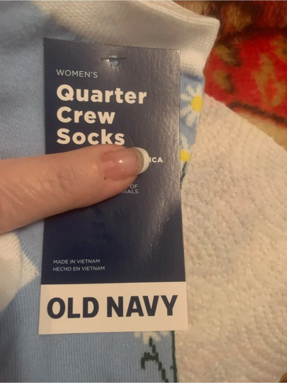 Old Navy Light Blue Daisy Quarter Crew Socks NWT